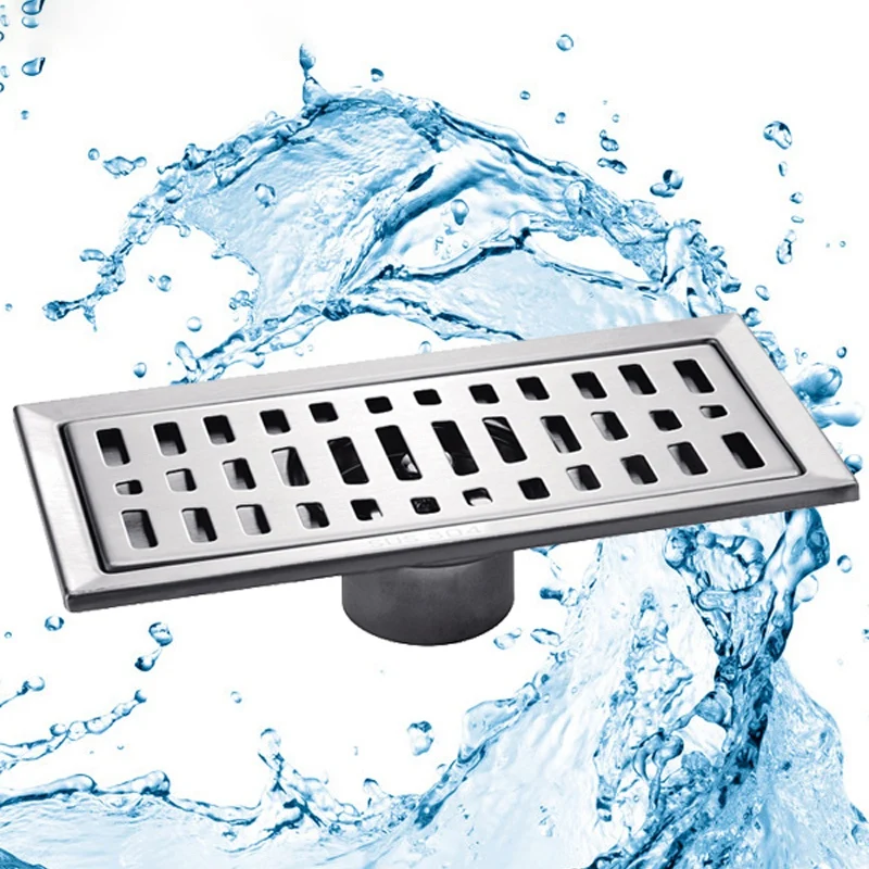 

BMBY-Large-Traffic Stainless Steel Bathroom Shower Square Floor Waste Grate Sanitary 20Cm X10Cm Floor Drain