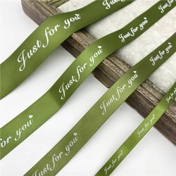 5 - Yard Printed Polyester Ribbon for Romantic Gift Wrapping and Wedding Decoration (Army Green)