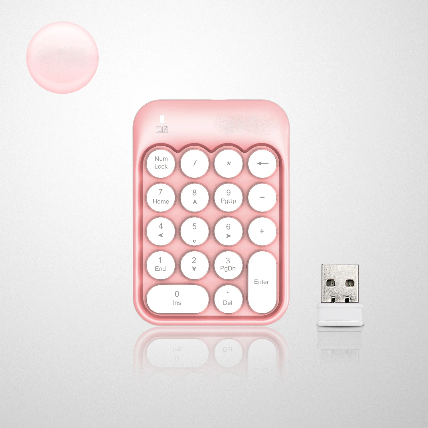 AK18 2,4G Красочные ключ Беспроводной цифровая клавиатура, Портативный милый 18-круглый ключ финансовых цифровые клавиши клавиатуры для ноутбука, Тетрадь - Цвет: Pink