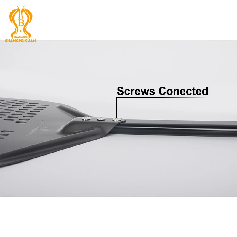 SHANGPEIXUAN Long Handle 14 /12 Inch Perforated Pizza Peel Pizza Shovel Aluminum Hard Coating Peel Oven Baking Tool