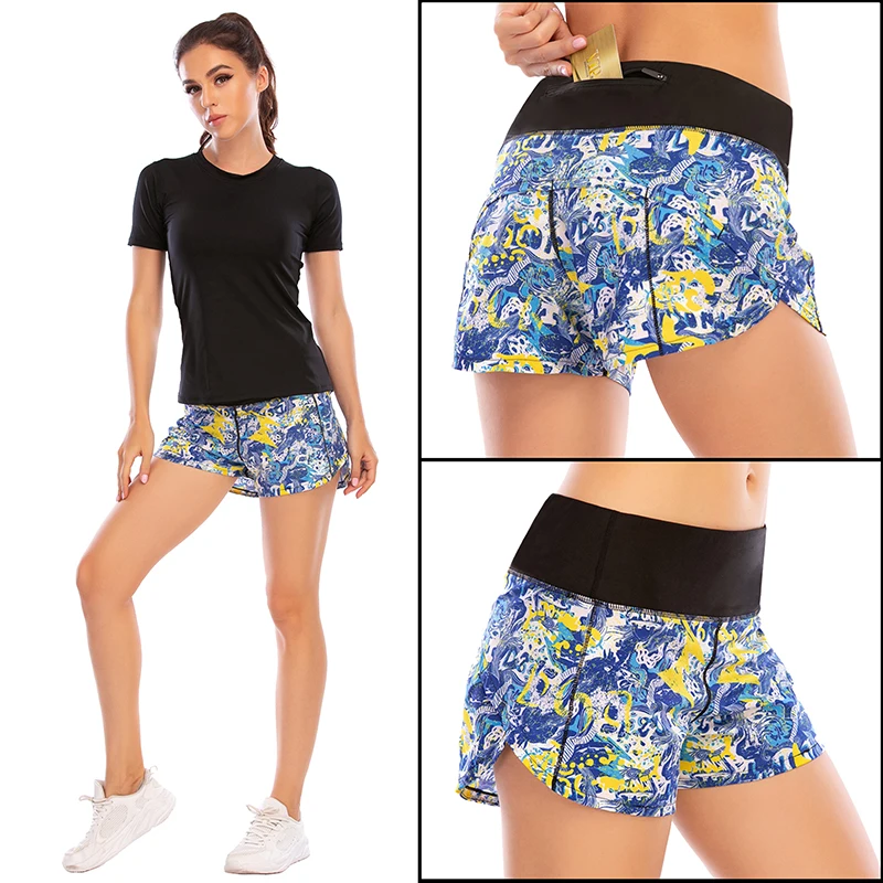 BLESSKISS 20Color Loose Sport Shorts Women Fit Training Gym Running Shorts For Ladies Printing Pocket Workout Yoga Shorts Wear