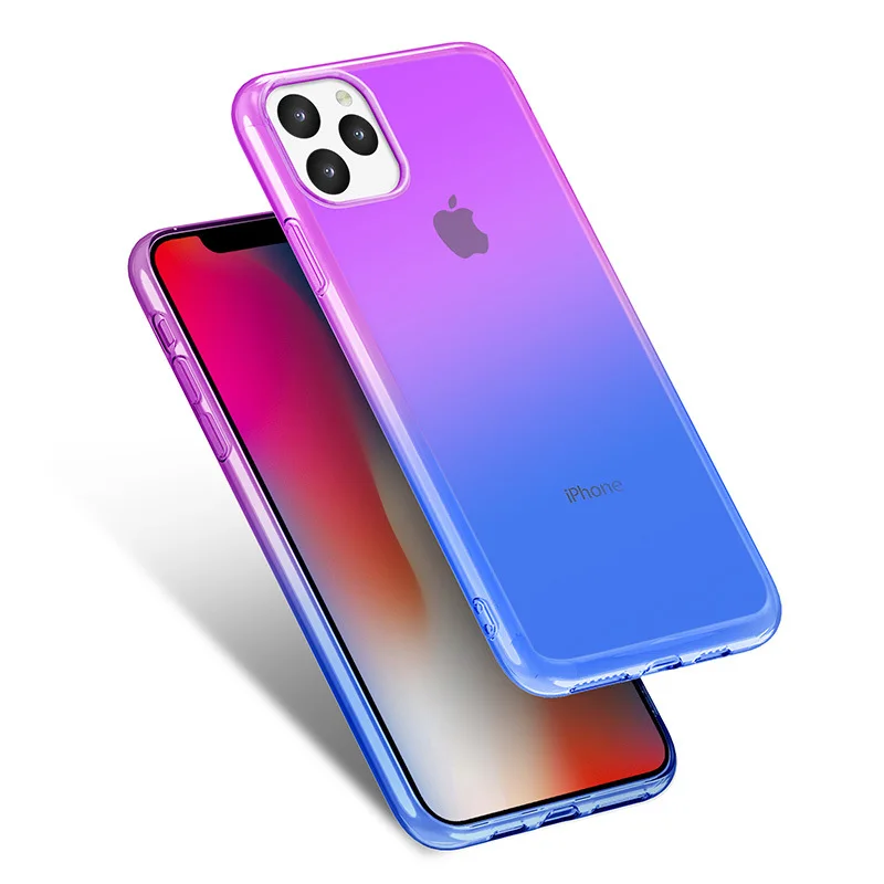 Для iPhone 11 Pro Чехол градиентный прозрачный для 11 Pro Max Xs XR XIR мягкий TPU чехол Coque Shell силиконовая, в цветах радуги чехол для iPhone