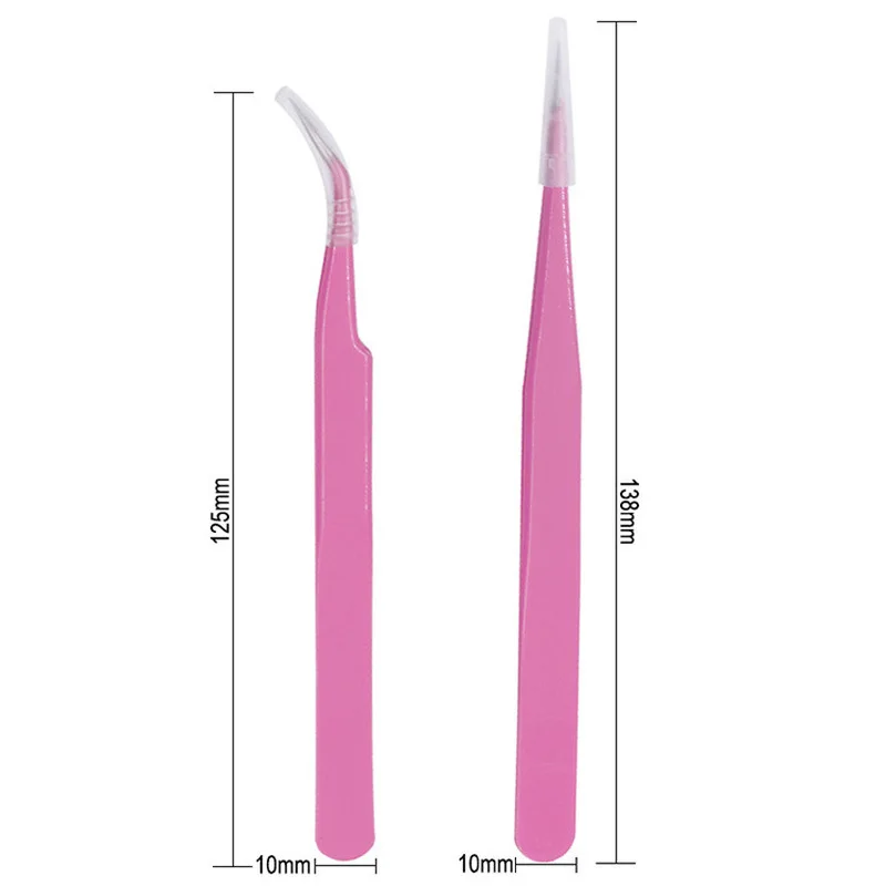 

Straight+Curved Eyebrow Eyelash Tweezers Nail Art Tools Pink Nipper for Picker Rhinestone Decorations Sticker Tools