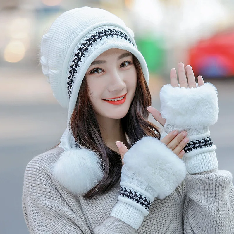 Горячая Распродажа, новая женская зимняя шапка, женская осенняя и зимняя Модная женская шапка, новые теплые перчатки+ вязаная шапка разных цветов