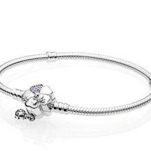 Браслет из стерлингового серебра 925 пробы, Цветочный луг, застегивающийся браслет-змейка