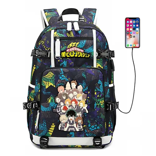 Style 22 Рюкзак My Hero Academy Plus Ultra с usb-портом, сумка-рюкзак со змеиным узором, школьные сумки для подростков, дорожные сумки на плечо, сумка для ноутбука - Цвет: Style 22