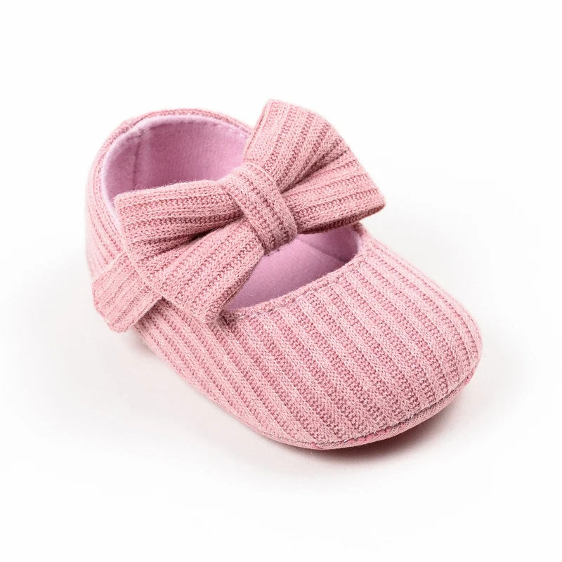 pink Детская обувь; однотонные черные мокасины с бантом для маленьких девочек; обувь для новорожденных; детские тапочки; лоферы; Sapatos Infantil Menina - Цвет: pink