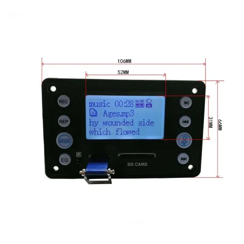 DC 5V 4.0 MIC Recording Port Bluetooth MP3 Decoder Board Module USB SD WAV WMA APE FLAC FM with Remote control audio decoder board bluetooth mp3 decoder