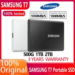 Samsung – disque dur SSD T7 Portable, Interface usb 3.2 Gen 2 Type C, 500 go, 1 to, 2 to, PCIe NVMe 