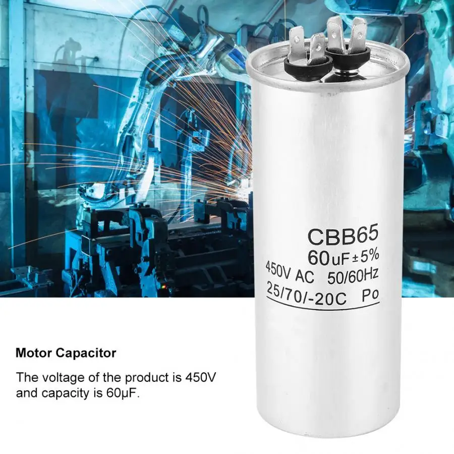 CBB65 моторный конденсатор 60 мкФ 450 в пусковой конденсатор для компрессора кондиционера