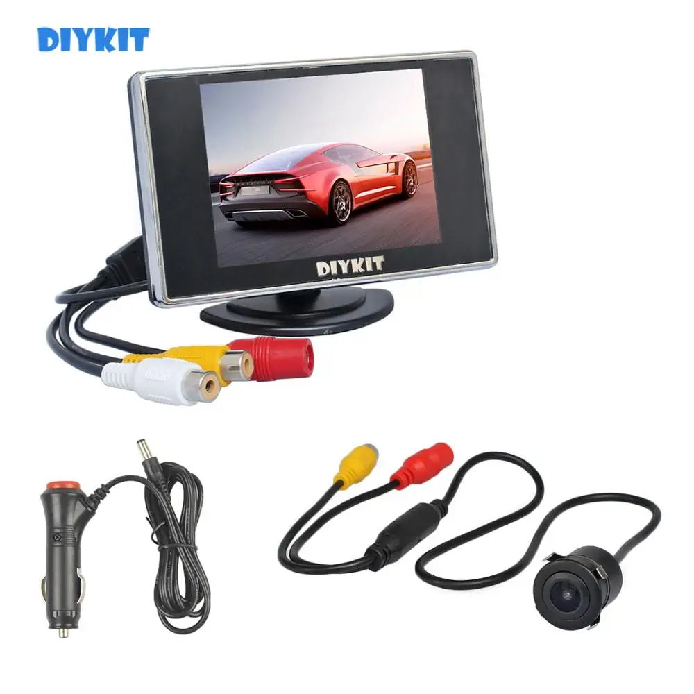 DIYKIT проводной дюймов 3,5 дюймов TFT ЖК-монитор автомобиля водостойкий заднего вида Автомобильная камера заднего вида Система помощи при