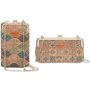 

2x Baellerry Ladies Wallet New Handbag Coin Purse Mobile Phone Bag Cork Wrist Purse Clutch Bag 319 & 323