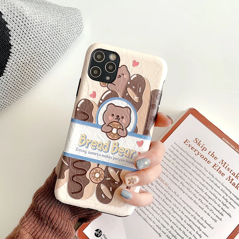 Чехлы для телефонов для iPhone 11Pro Max 11 Pro, милое печенье, медведь, полное покрытие для iPhone X XS, 6, 6 S, 7, 8, 11 Plus, мягкие силиконовые чехлы