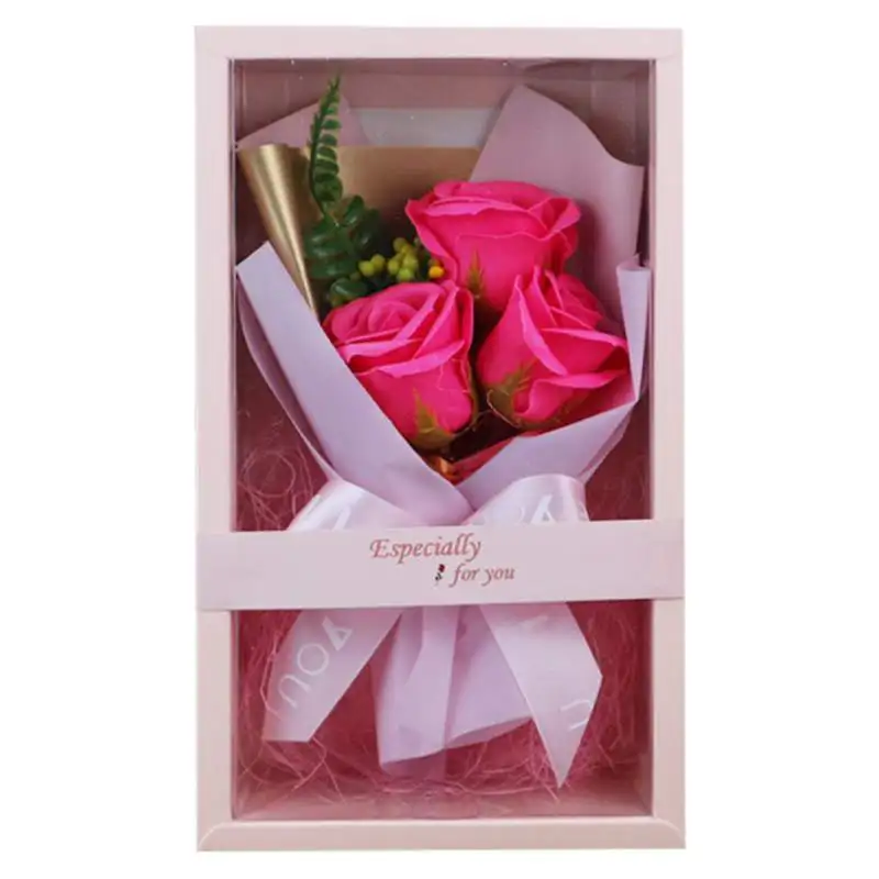 Имитация розы мыло цветок день Святого Валентина подарок с подарочной коробкой вечный букет цветок день матери Свадебная вечеринка украшения - Цвет: KR0927MR