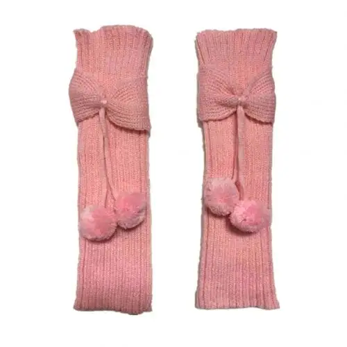 Pink Модная детская одежда для девочек с бантиками и помпонами, вязаные гетры для обуви, носки с манжетами, рождественские подарки - Цвет: Pink