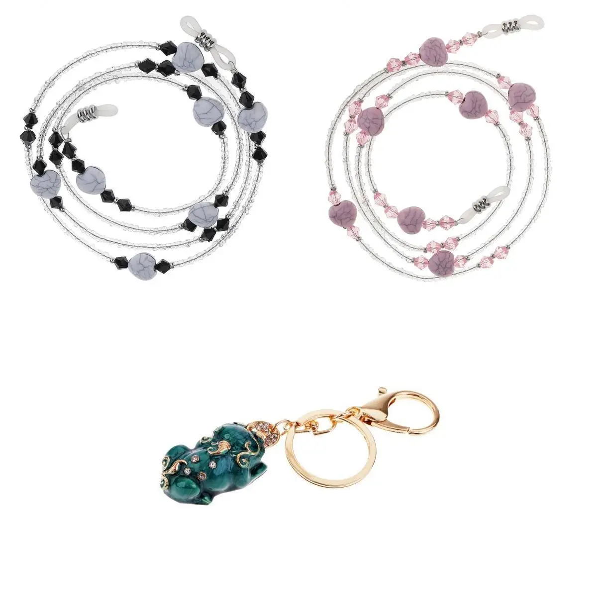 2xEyeglass солнцезащитные очки шнур Цепочки и ожерелья+ 1 xкрасный Lucky Pi Xiu Пи Яо кулон брелок