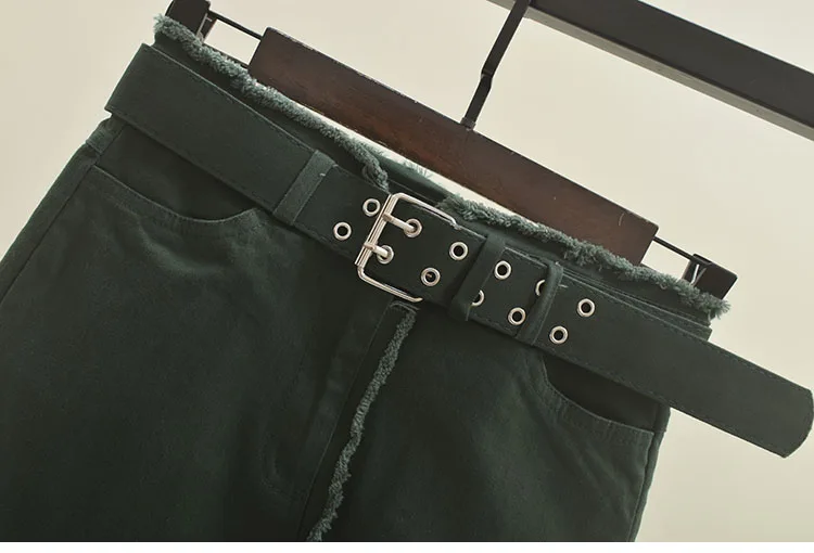 Весенне-летняя женская красная черная Зеленая эластичная джинсовая юбка ...