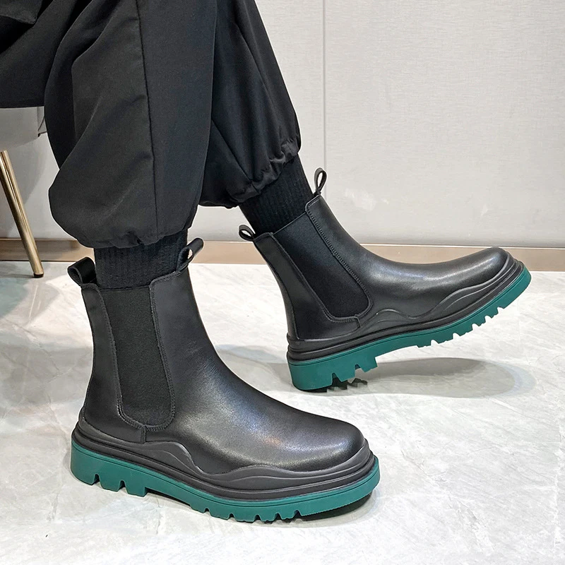 Botas Chelsea con suela verde para hombre, zapatos de deporte para redes  sociales, calzado nuevo para hombre|Botinas| - AliExpress