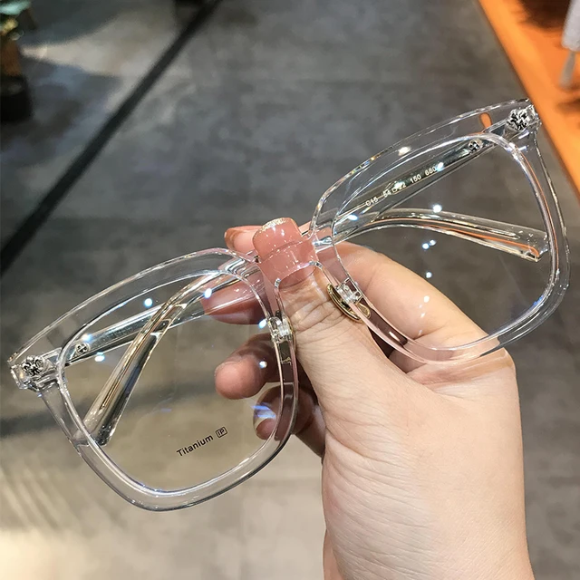 JIANDAN Transparent Plate Big Face Frame For Men And Women Oversize Retro Plain Mirror Myopia  AntiBlue Light Lens Prescription 680 Transparent