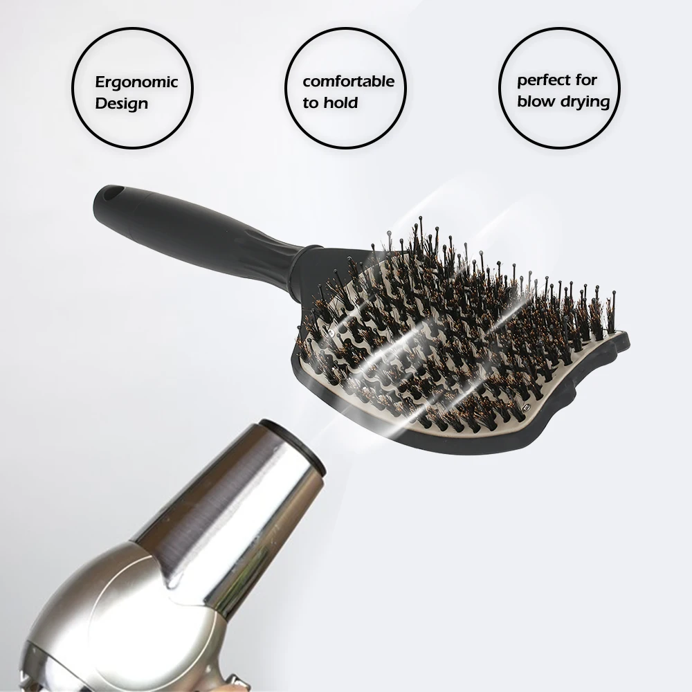 

New Curved Vent Brush for Blow Drying Styling Detangling Hair Brush Wave Row Brush for Short Thick Tangles Curly Hair