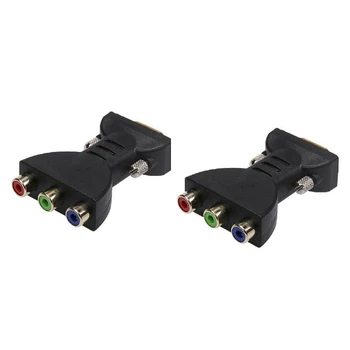 

2Pcs 3 RCA RGB Female to HD 15-Pin VGA Style Component Video Jack Adapter Converter