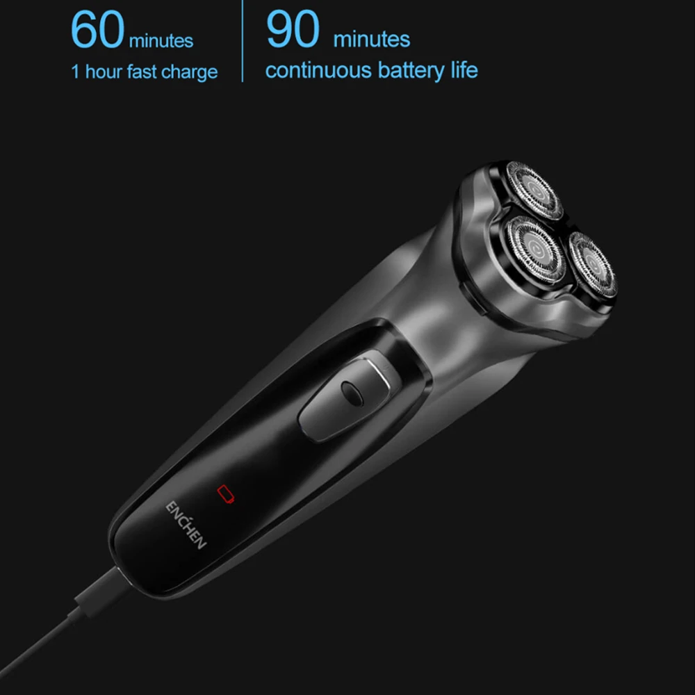 Enchen 3D электробритва бритва для мужчин моющаяся Type C USB аккумуляторная триммер