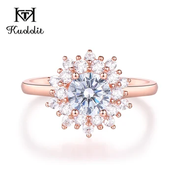 

Kuololit Moissanite Rings for Women 925 Solid Sterling Silver Rose Gold Ring 0.7ct D color VVS1 Moissanite Diamond Fine Jewelry
