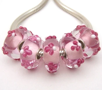 

JGWG2016 5X 100% Authenticity S925 Sterling Silver Beads Murano Glass beads Fit European Charms Bracelet diy jewelry Lampwork