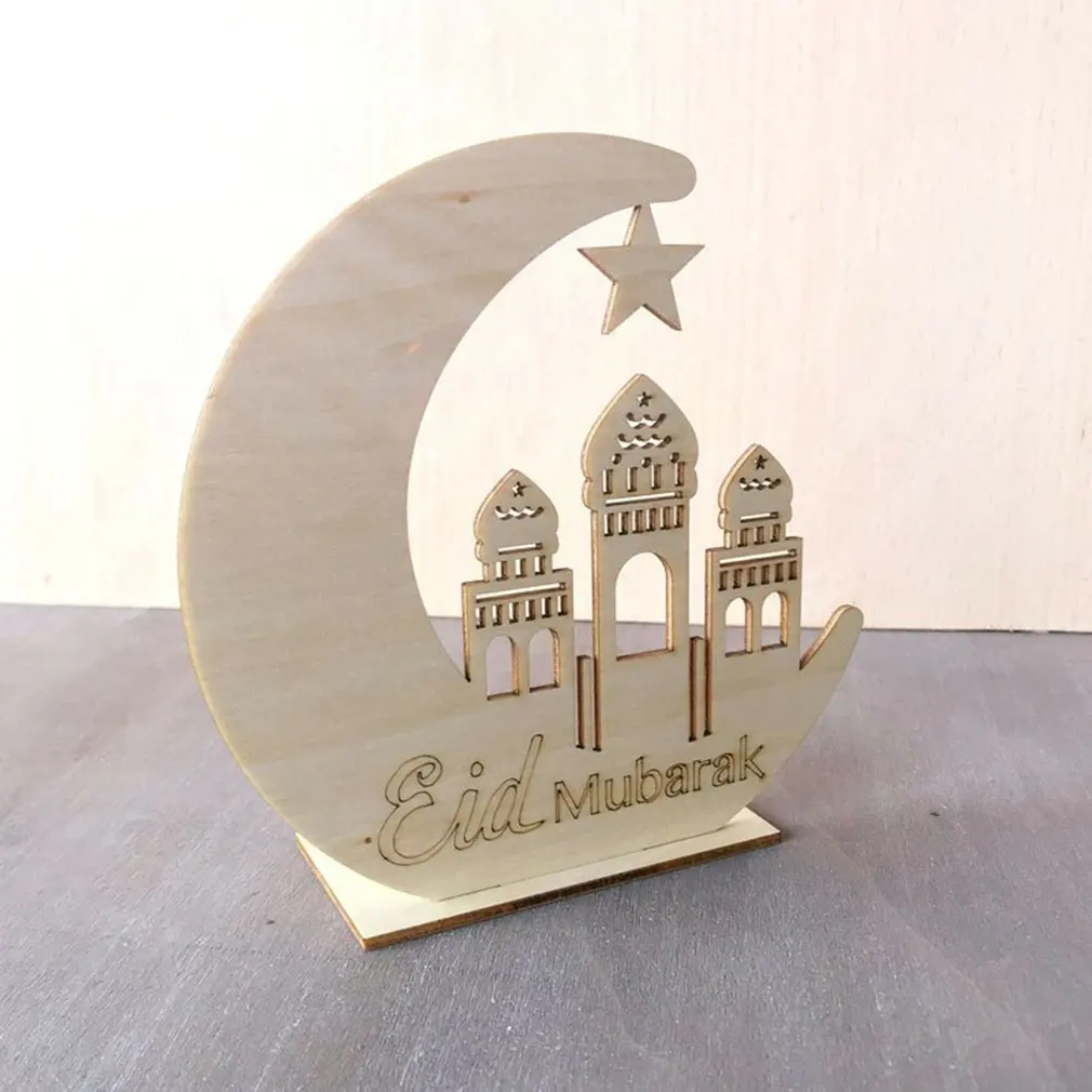 Деревянные Diy Мусульманский Исламский дворец Led ИД Мубарак Eidmubarak украшения подарок украшения светодиодные деревянные украшения