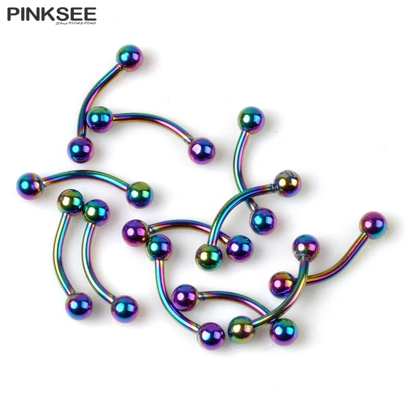 20pcs Colorful Spike&ampBall Curved Eyebrow Barbell Piercing Stainless Steel Banana Ear Cartilage Tragus Jewelry | Украшения и