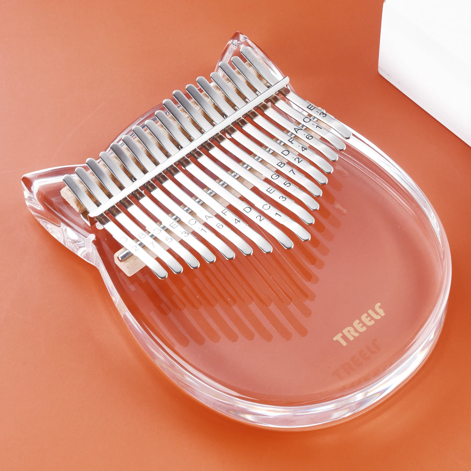 Instrumento de Teclado Kalimba de Acrílico de 17 Treelf Argolas Teclas Mbira Transparente - Image 6