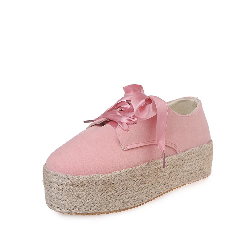 pink MCCKLE женские осенние слипоны с бантом на толстой подошве; элегантные женские повседневные туфли на плоской платформе; женская обувь размера плюс - Цвет: pink