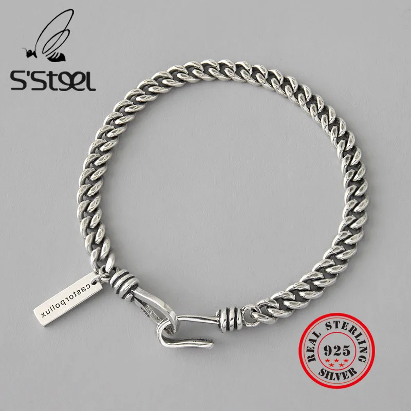 

S'STEEL 925 Sterling Silver Bracelets For Women Men Lovers Vintga Pulseras Mujer Moda 2019 Pulseira Argent 925 Fine Jewelry Gift