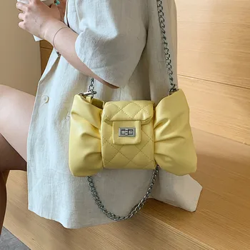 

Diamond pattern women Shoulder bags Bow design ladies Clutches Crossbody Bags For Woman 2020 new chain Sling bag lady handbag
