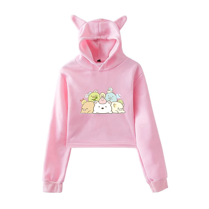 902-1 Harajuku/Женская толстовка; укороченный топ; толстовки; Kawaii Sumikko; розовые толстовки для девочек-подростков; Осенняя уличная одежда - Цвет: 902-1