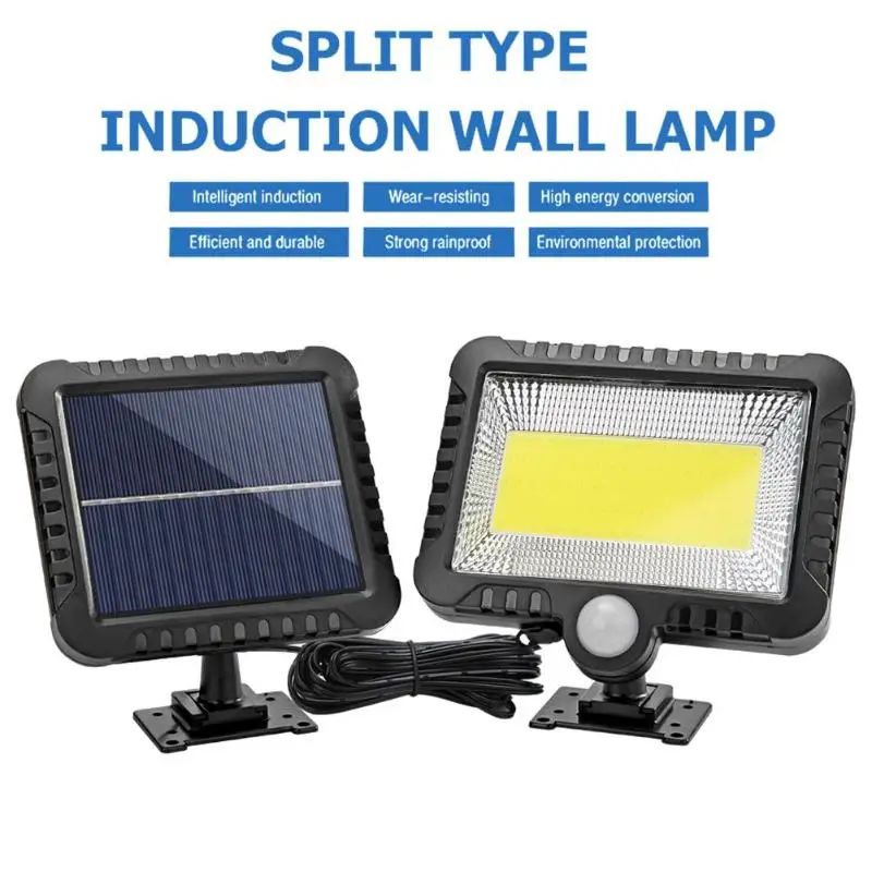 COB 100LED открытый Солнечный настенный светильник PIR датчик движения Солнечная лампа водонепроницаемый инфракрасный датчик садовый светильник водонепроницаемый садовый светильник
