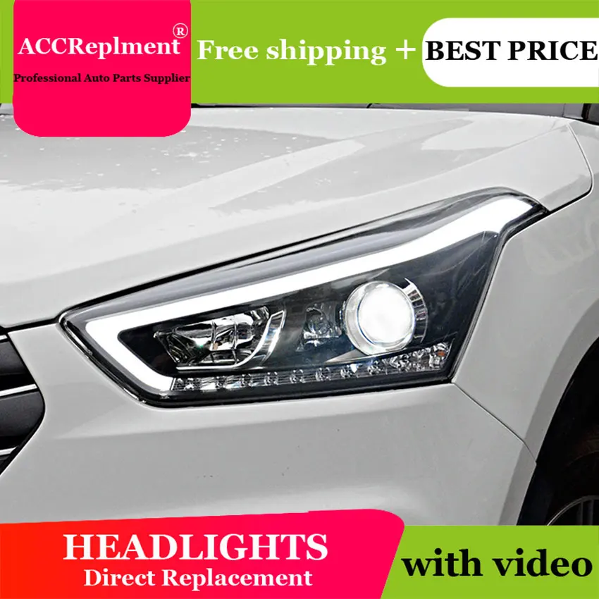 Автомобильный Стайлинг для hyundai IX25 фары- IX25 светодиодный фонарь светодиодный drl H7 hid Bi-Xenon двойные линзы ближнего света