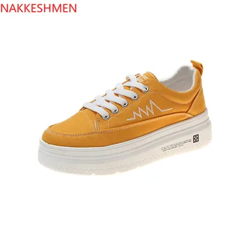

NAKKESHMEN-White Shoes Women's 2020 Autumn Korean-Style Canvas Shoes Women's Increased Running Casual Sports Shoes