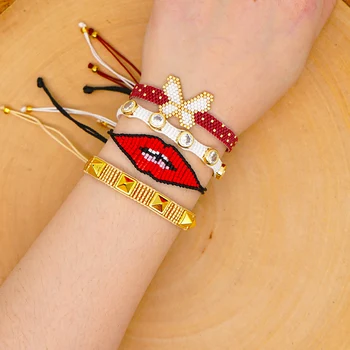 

Go2boho MIYUKI Bracelet Sexy Lips Bracelets Women Crystal Pulseras Mujer Moda 2020 Summer Jewelry butterfly Bracelets Gift