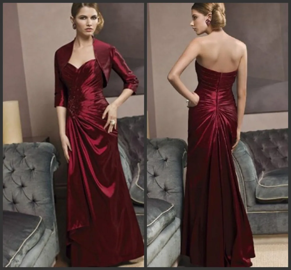 Женское платье-пиджак для матери невесты Красное длинное платье в пол из тафты