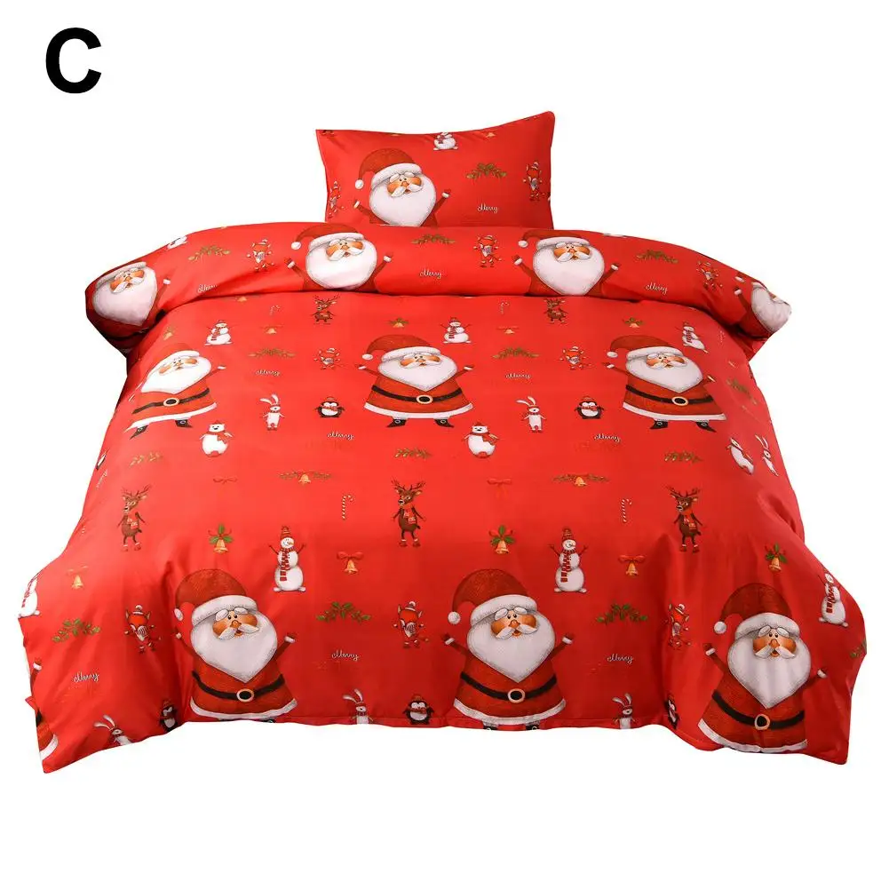 Рождественская кровать, пододеяльник, набор, Санта Клаус, узор, наволочка, пододеяльник, рождественские украшения для дома - Цвет: C