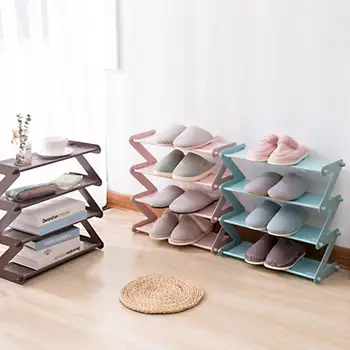 

1PC Multi Layer Stainless Steel Assembly Shoe Rack Multi-function Household Rack Fashion Bookshelf Living Room Sundries Holder