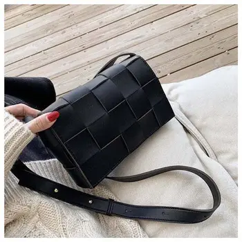 

2020 Knitting Designer Crossbody Bag Ladies Handbags High Quality Women's Shoulder Messenger Bags Woven Plaid Female Purse