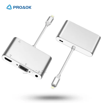

For Lightning Cable Adapter HDMI VGA 3.5 Audio Converter For Apple iPad 3in1 Adaptateur For iPhone XS X XR 8 7 6plus Accessories