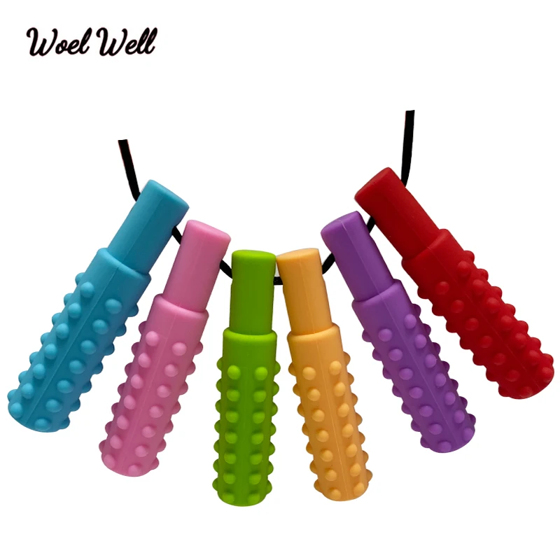 10pcs Baby Silicone Teether Kids Chew Necklace Sensory Chewy Pendant Oral Motor Toys Therapy Tools for Autism chidren's goods 3