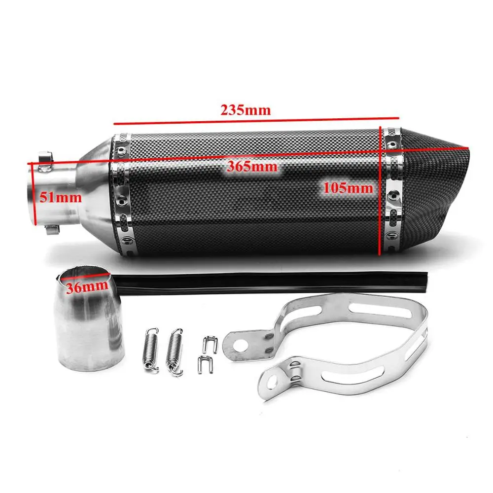 Small Carbon Grain Locomotive sports car street car 38mm-51mm motorcycle double air outlet exhaust carbon stainless steel ATV scooter muffler tube - Цвет: Small Carbon Grain