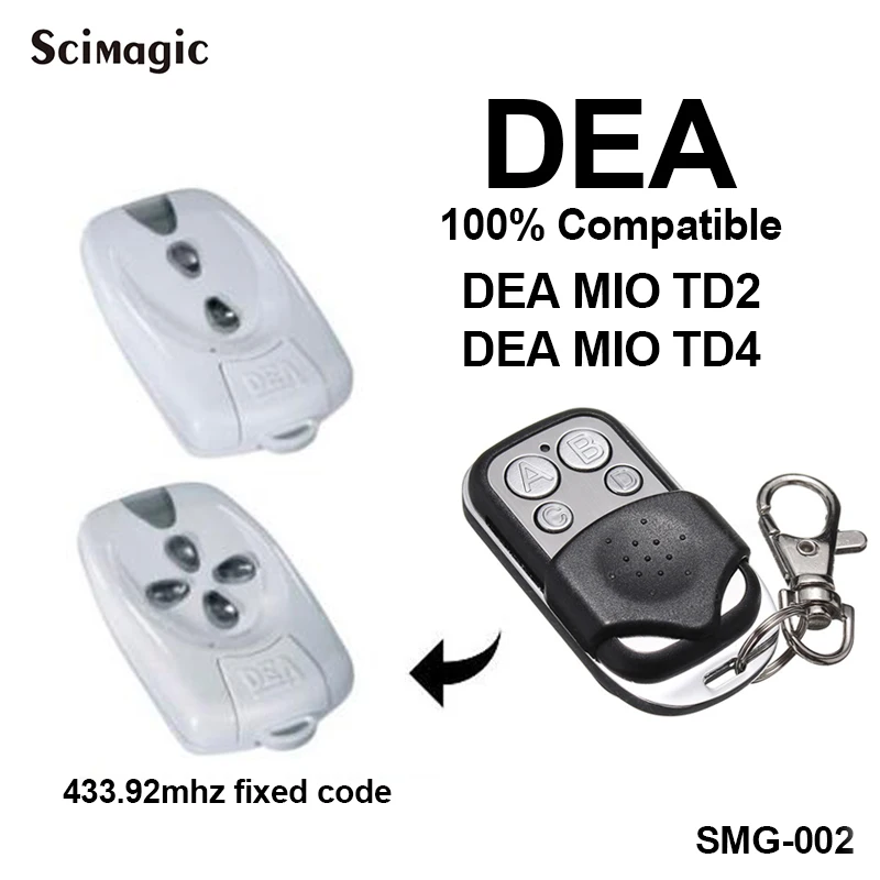 DEA 433-1 433-2 433-4 MIO TD2 MIO TD4 gate control garage door remote control replacement DEA remote garage fixed code 433.92MHz