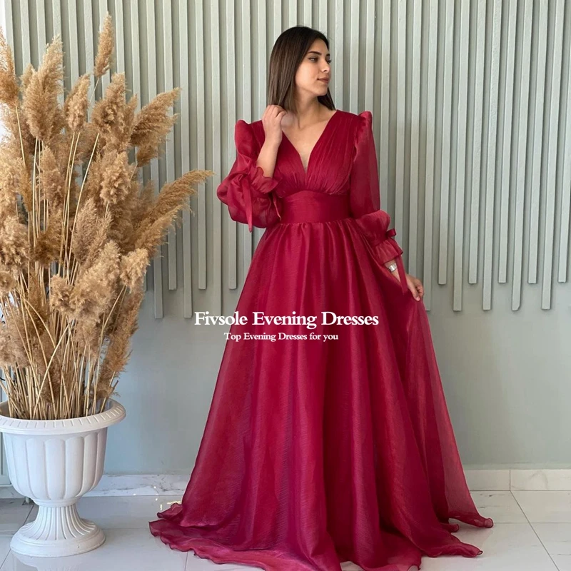 Fivsole 2022 Cap Sleeves Long Evening Dresses A Line Organza Formal Party Prom Gowns Dress Event Vestidos Robes De Soirée