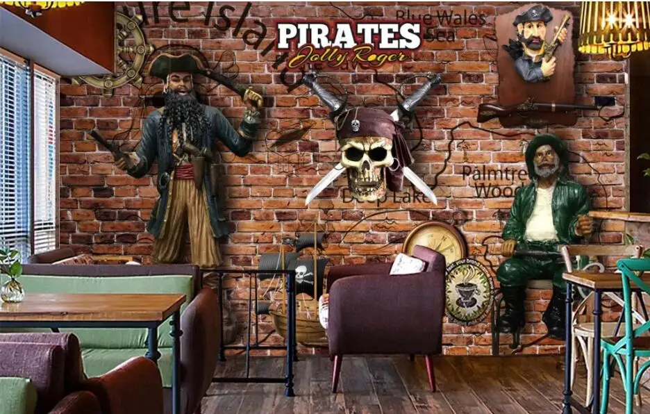 Пользовательские Ретро фигурка пирата Питание Бар обои