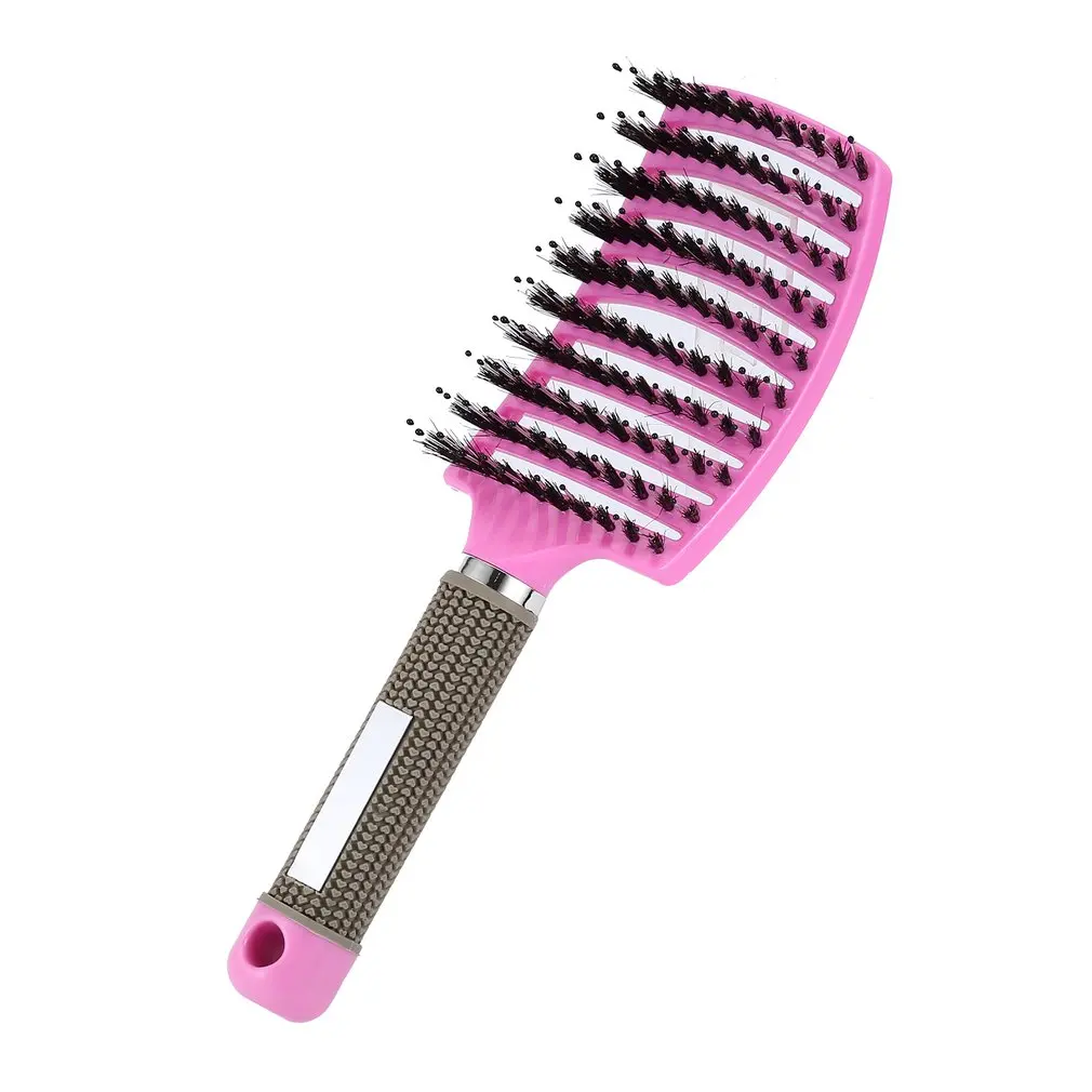 Новая женская Массажная расческа для волос, расческа из щетины и нейлона, расческа для влажных вьющихся волос, расческа для салонов, парикмахерские инструменты для укладки - Цвет: pink